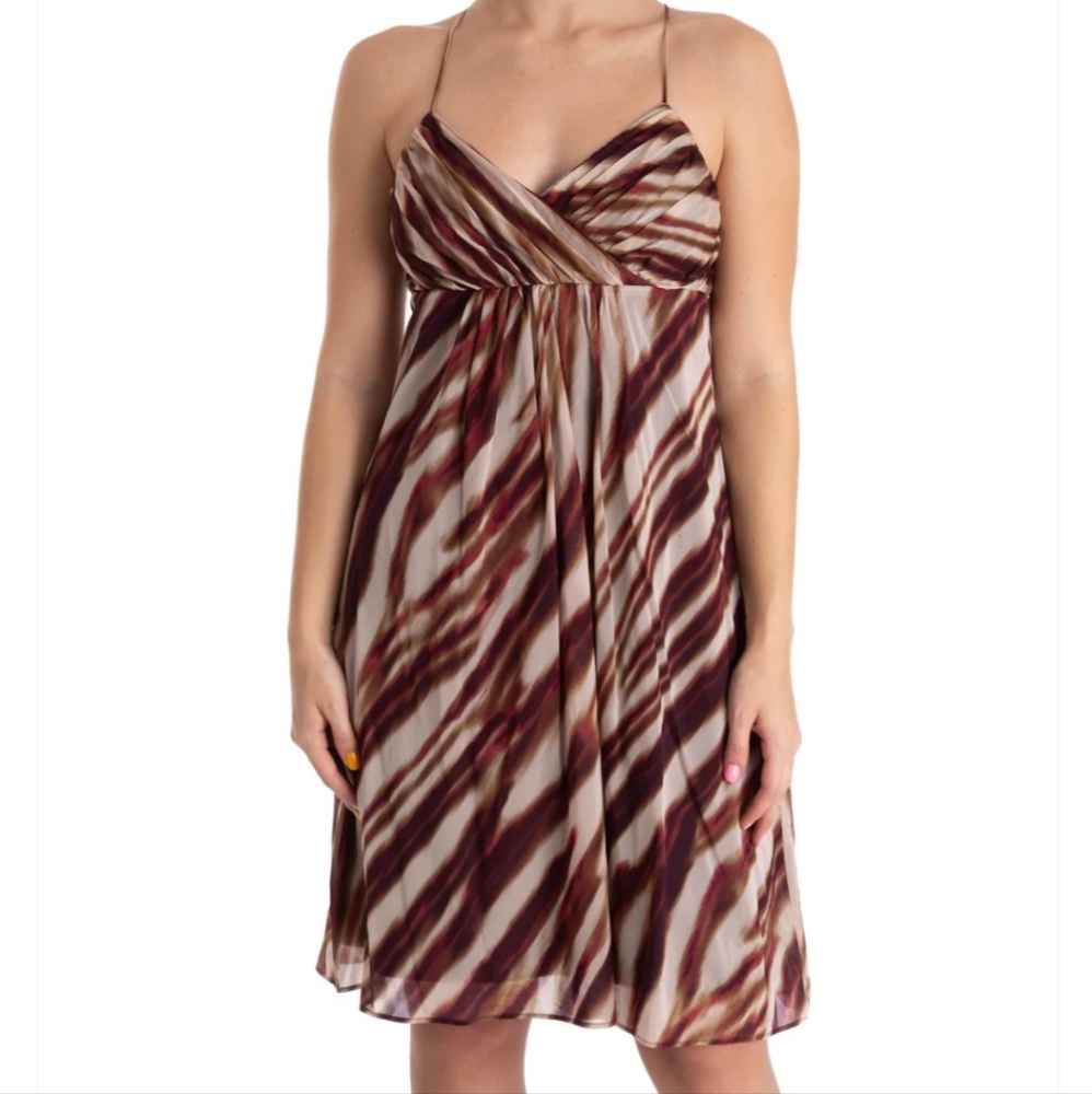 Ann Taylor Women Brown Burgundy Summer  Sleeveless Dress US.Size 10